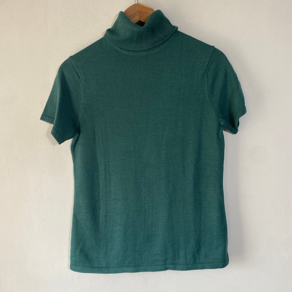 Dialogue Short Sleeve‎ Turtleneck Merino Blend Sweater XS Old Money Quiet Luxury